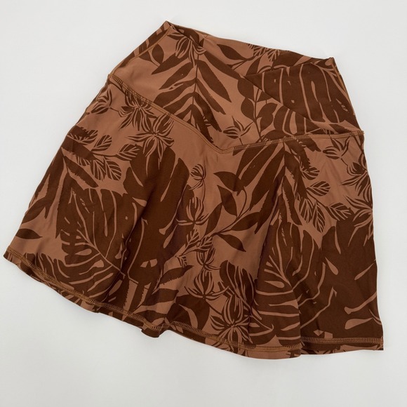 aerie Pants - OFFLINE by Aerie Real Me Crossover Skort Brown Tropical Palm Leaf Small Tennis